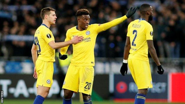 Cesar Azpilicueta and Callum Hudson-Odoi
